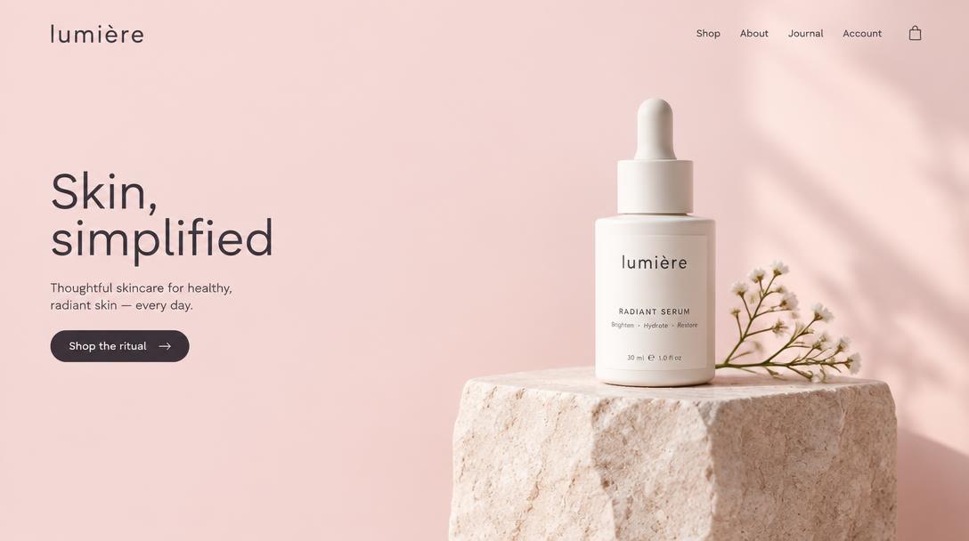 lumiere-skincare.com homepage preview